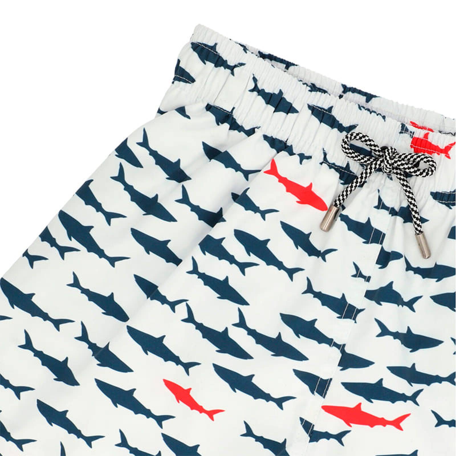 Traje De Baño Wave Motion Tiburon Blanco Para Hombre