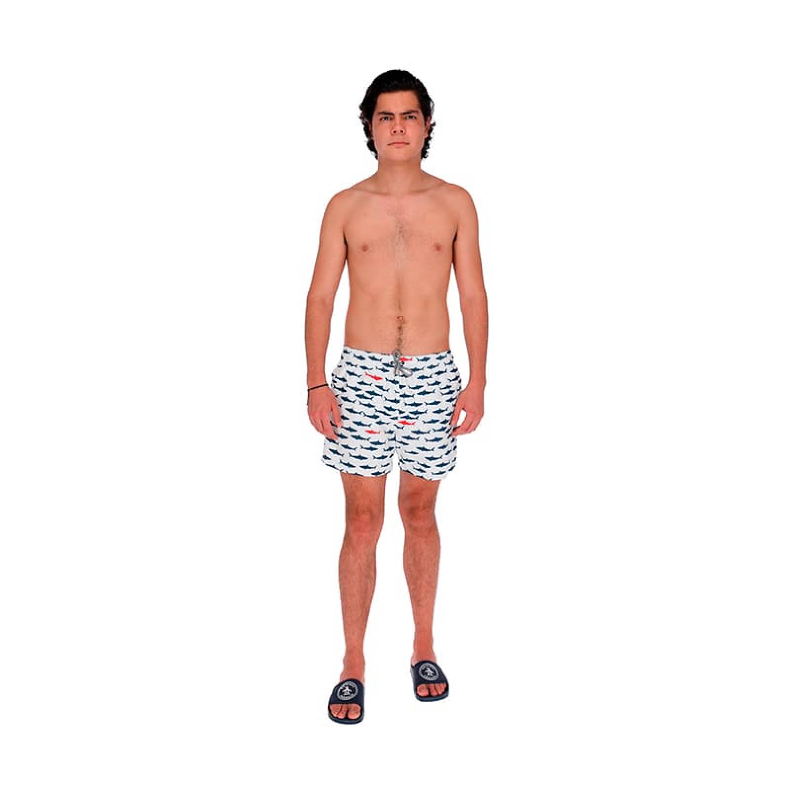 Traje De Baño Wave Motion Tiburon Blanco Para Hombre