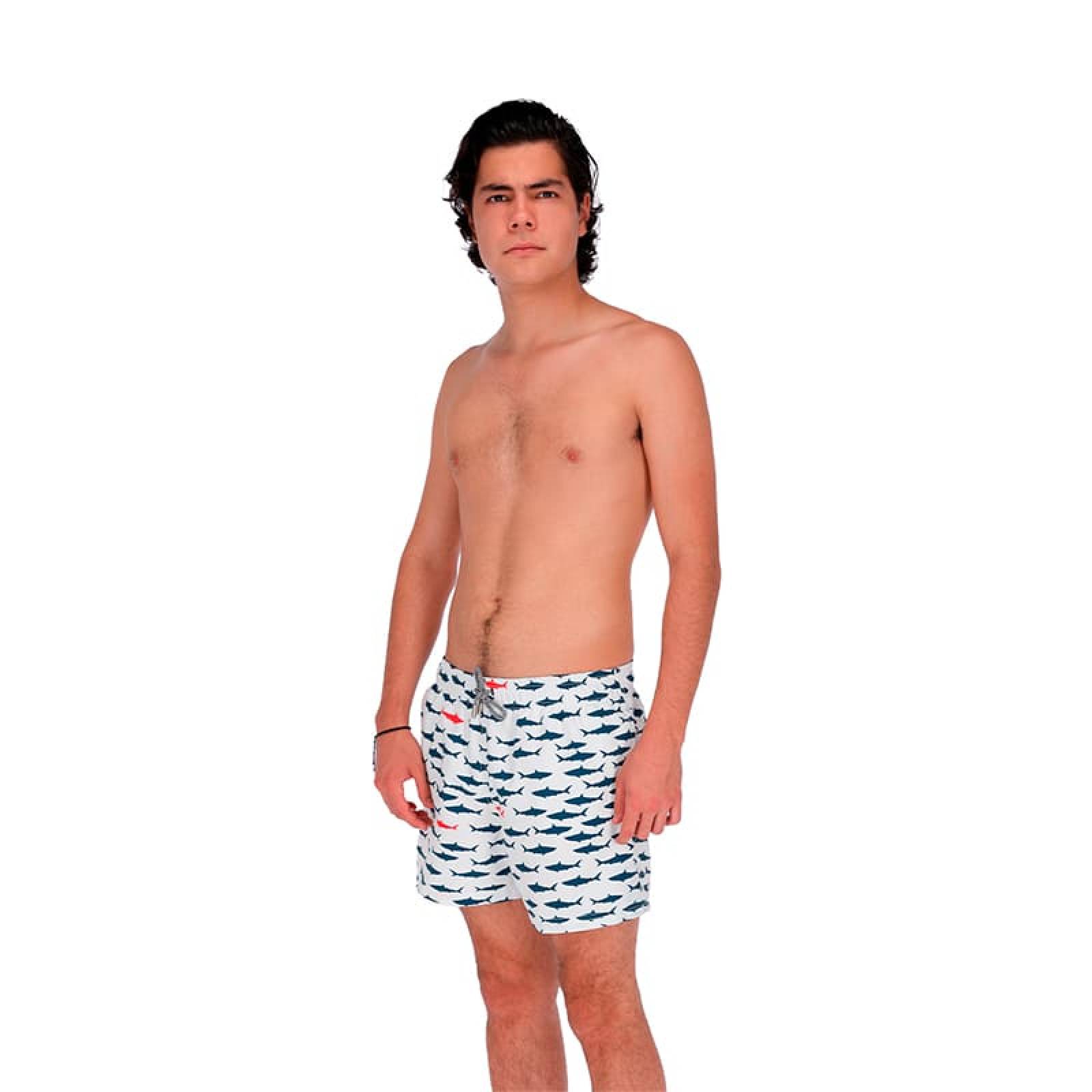 Traje De Baño Wave Motion Tiburon Blanco Para Hombre