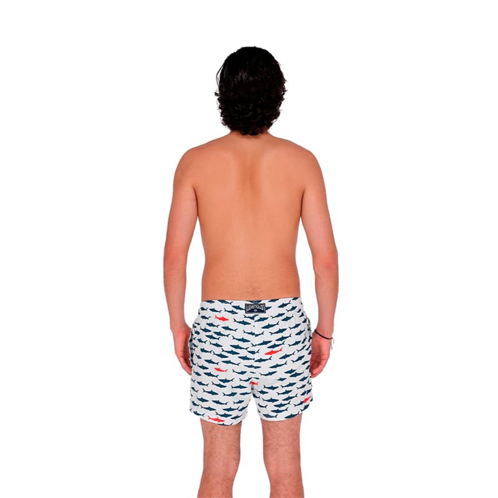 Traje De Baño Wave Motion Tiburon Blanco Para Hombre