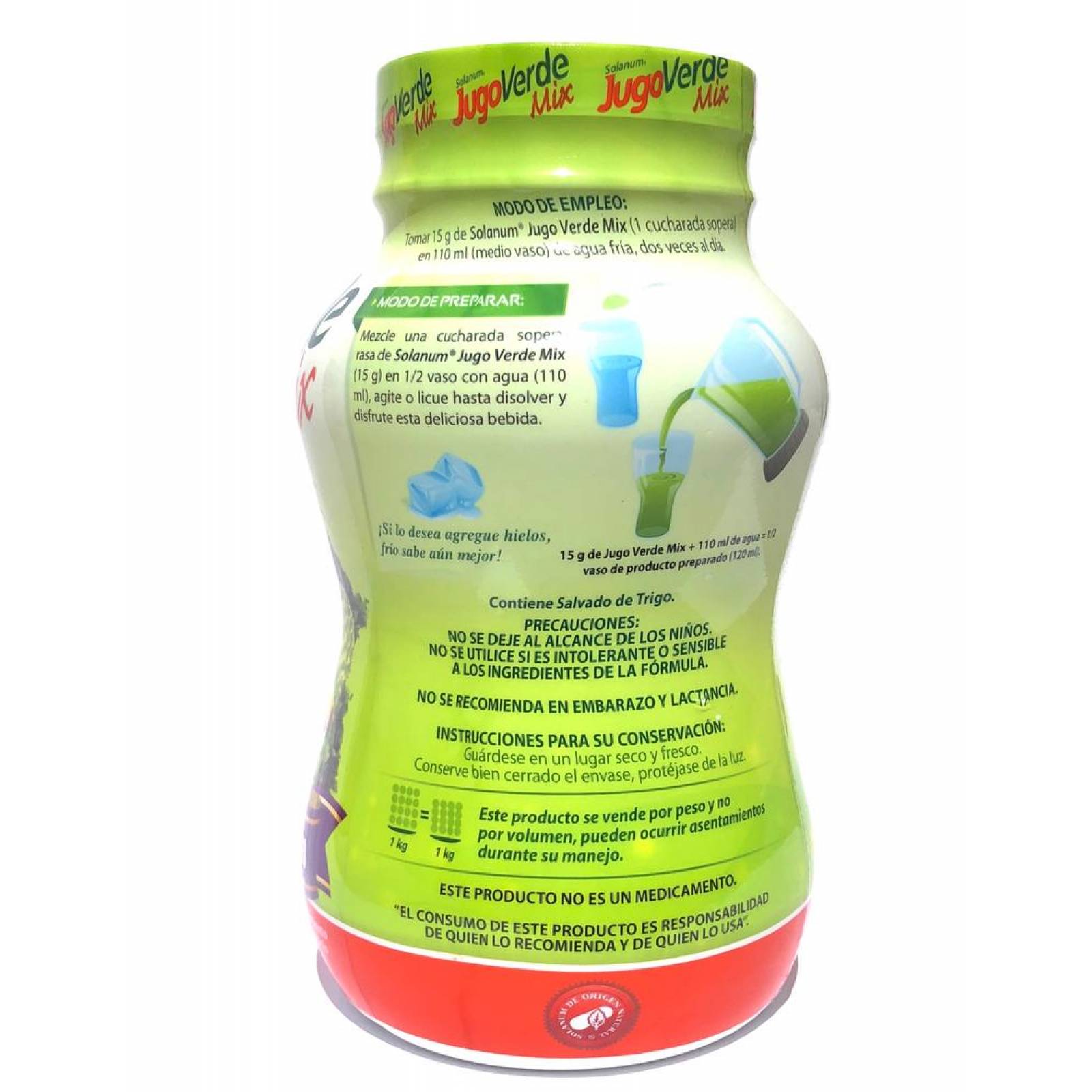 Jugo Verde Mix Fibra para Mezclar en Polvo 1 kg Solanum 