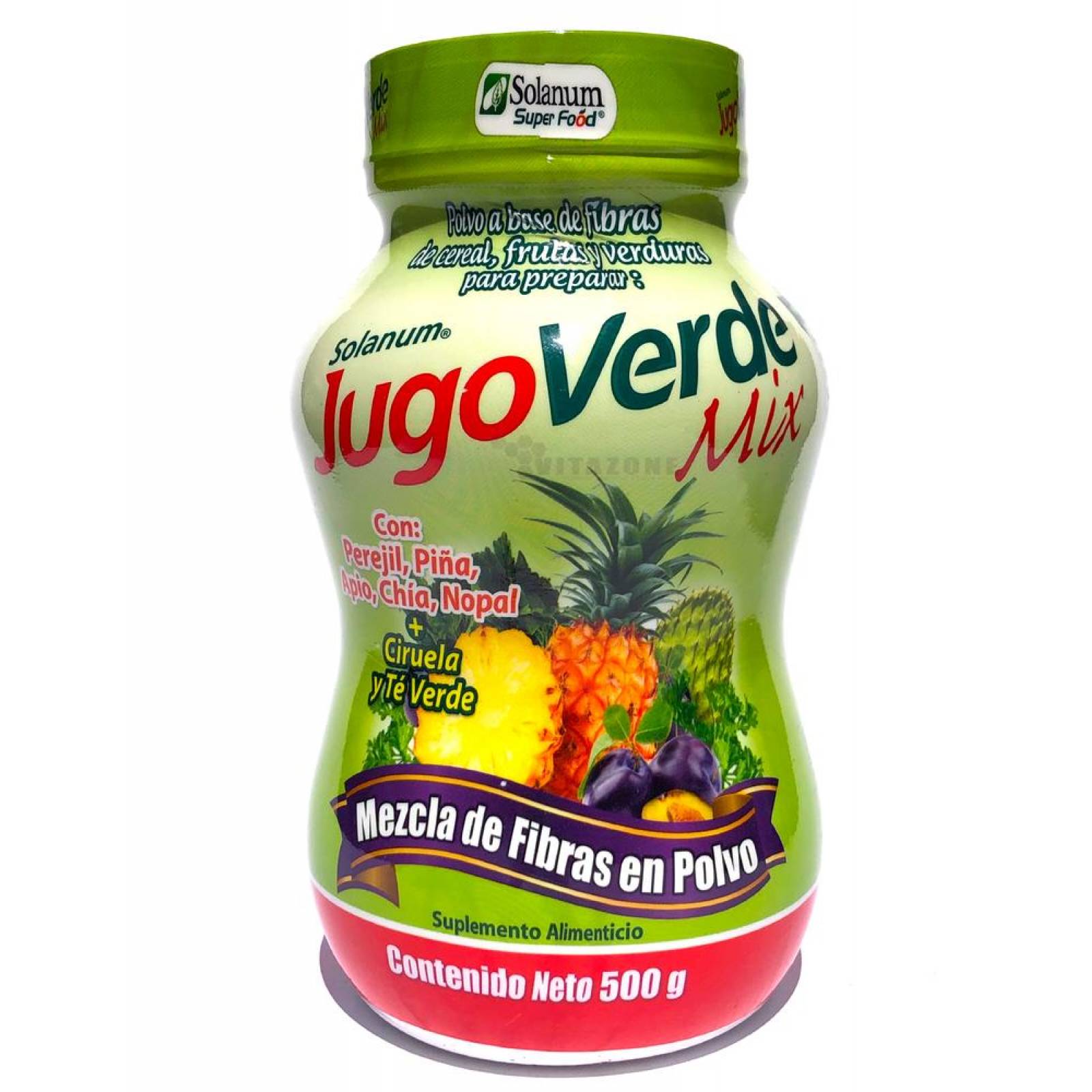 Jugo Verde Mix Fibra para Mezclar en Polvo 500 grs Solanum 