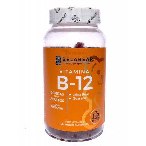 Vitamina B12 150 gomitas Belabear sabor Naranja. 