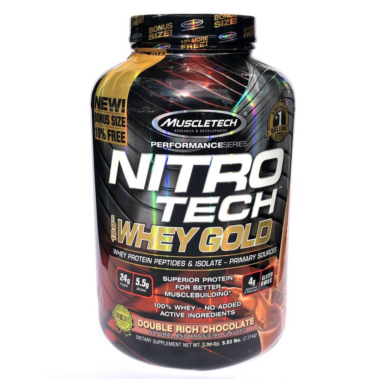 Poteína NitroTech Whey Gold 5.5 Lbs Chocolate Muscletech. 