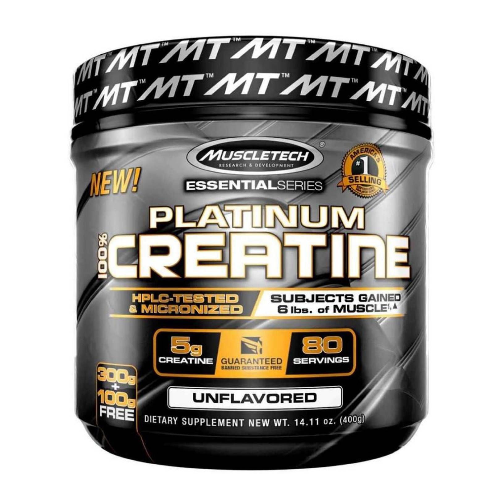 Creatina Platinum 400g Sin Sabor Muscletech.
