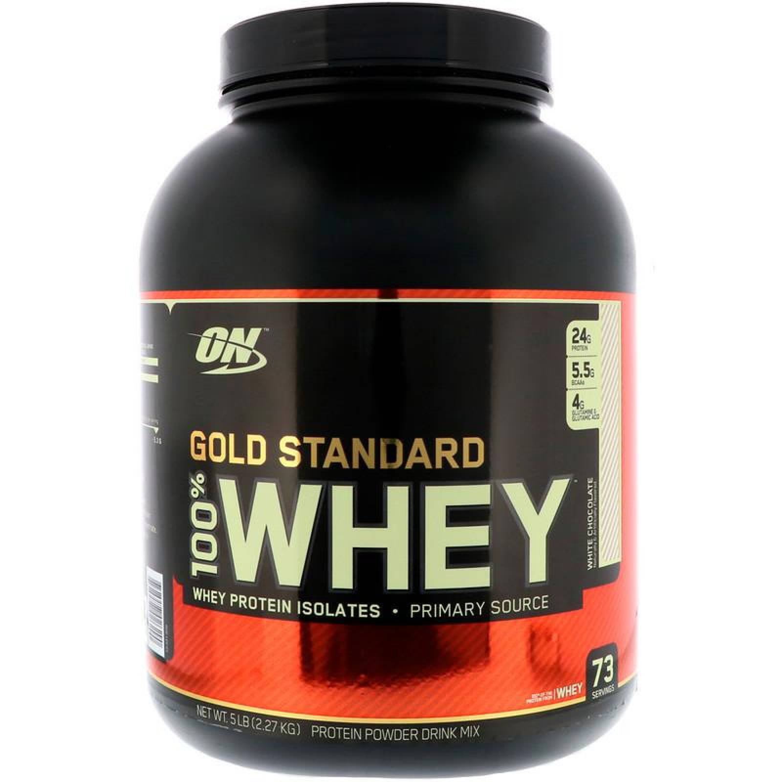 Proteína Gold Standard 100% Whey 5 Lbs Chocolate Blanco Optimum Nutrition.