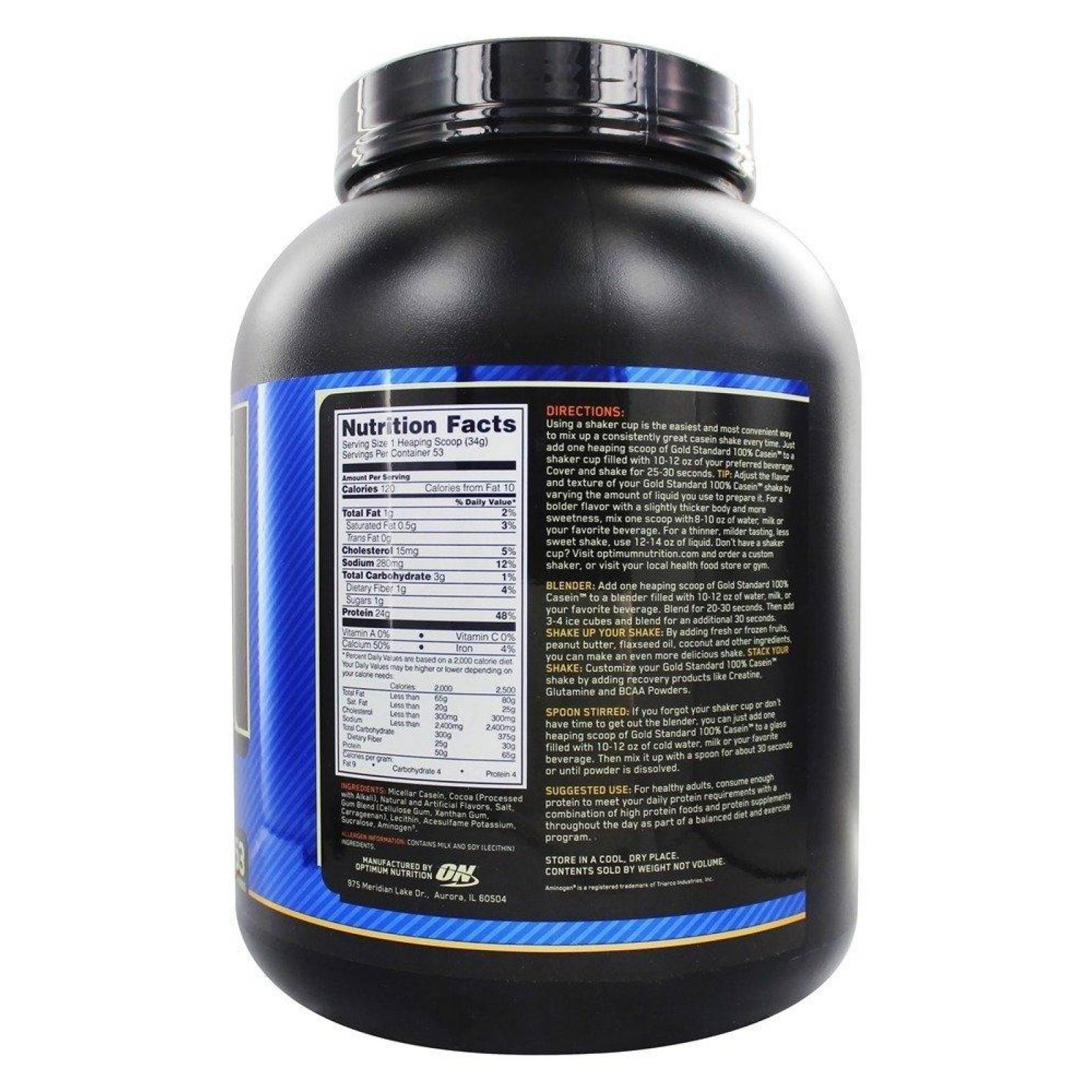 Proteína Gold Standard 100% Casein 4 Lbs Chocolate Optimum Nutrition.