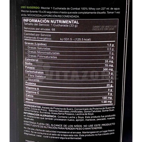 Proteína Combat 100% Whey 5 Lbs Sabor Chocolate MusclePharm. 