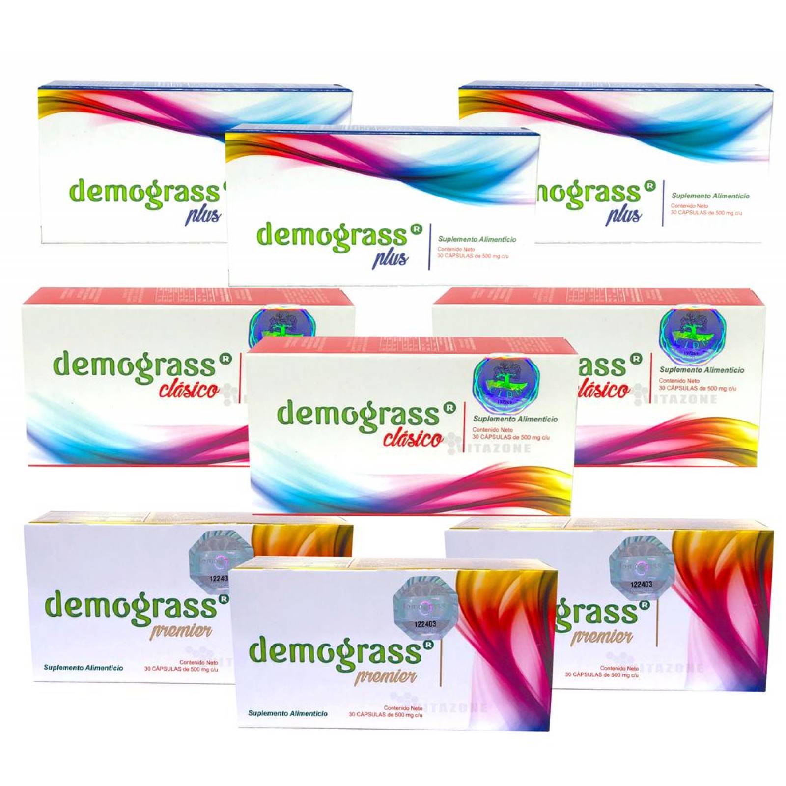 Demograss 3 clásico, 3 plus y 3 premier 270 cáps (9 cajas). 