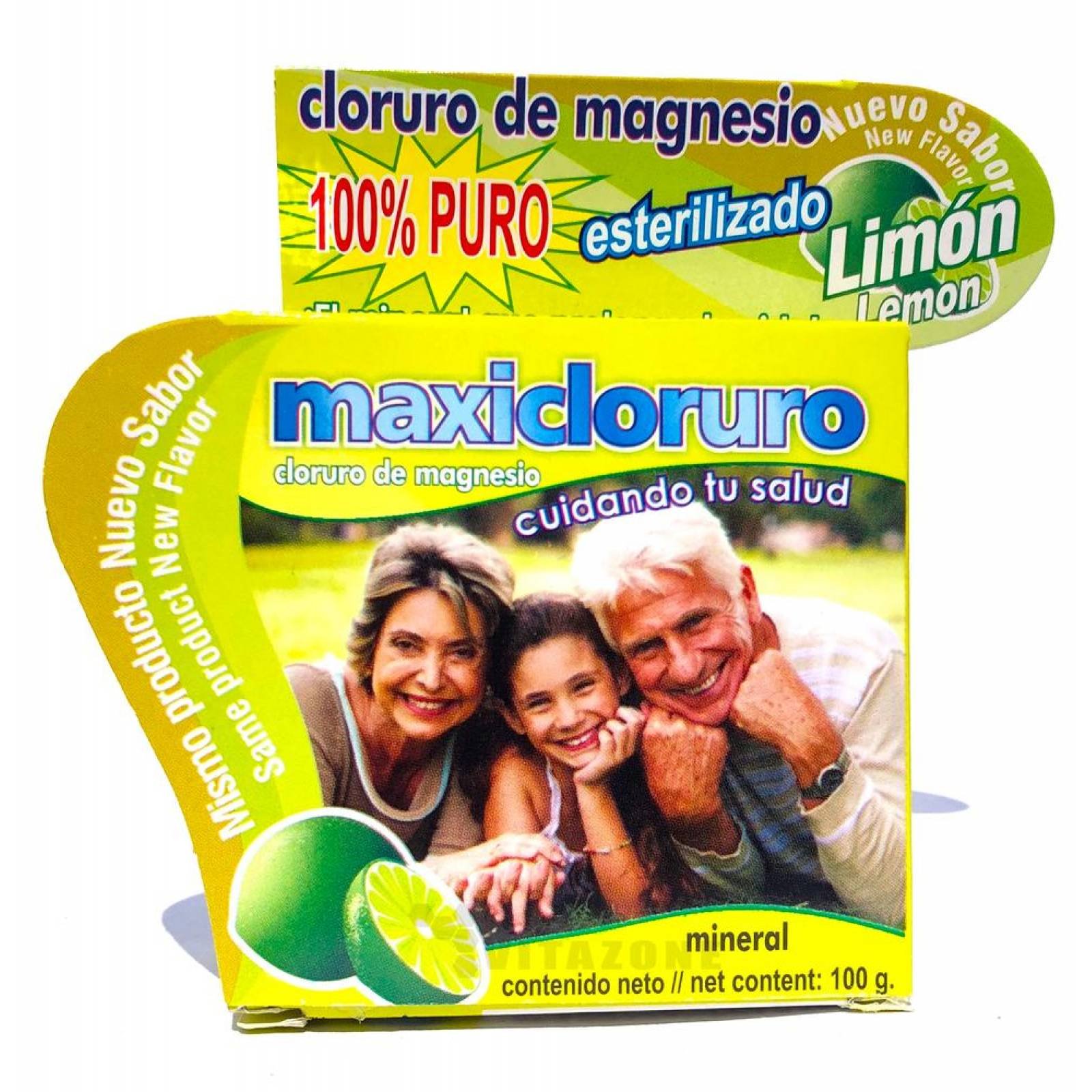 Cloruro De Magnesio En Polvo Sabor Limón 100 grs Maxicloruro. 