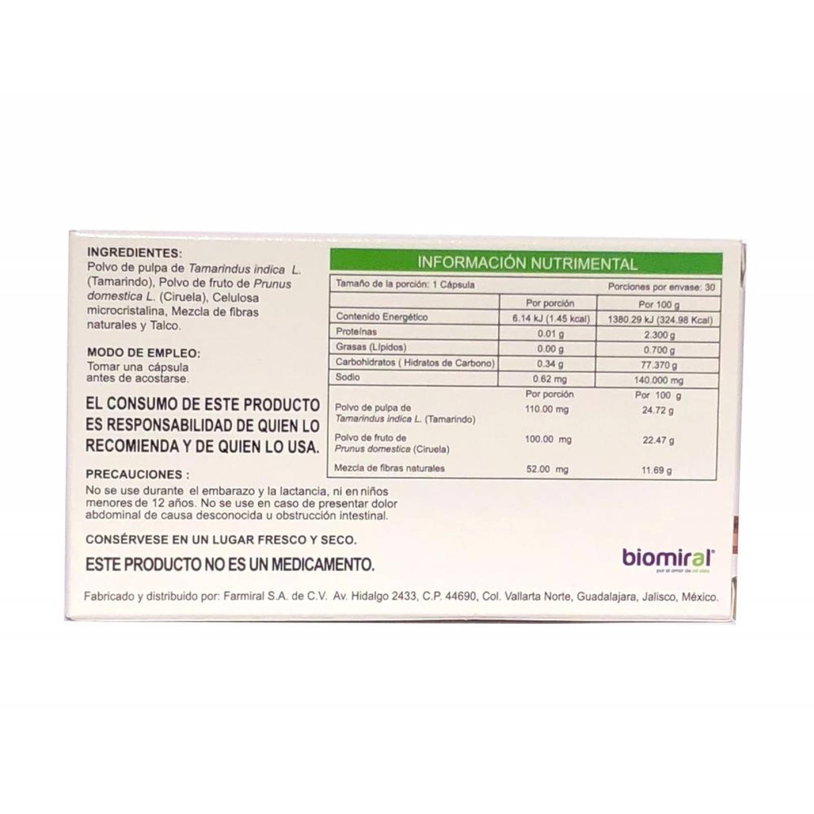Tamarin -LX 30 cápsulas 445 mg Biomiral 