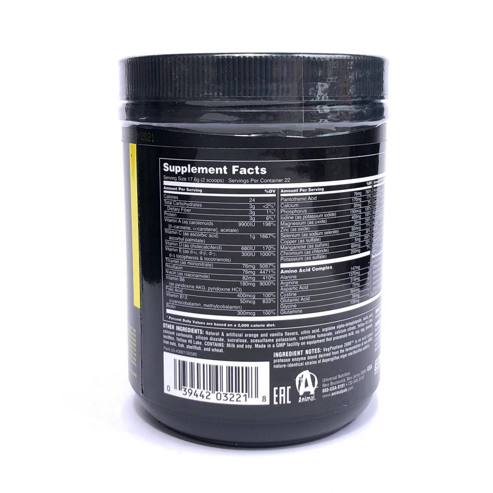 Animal Pak sabor Naranja 342 grs 44 servicios Universal 