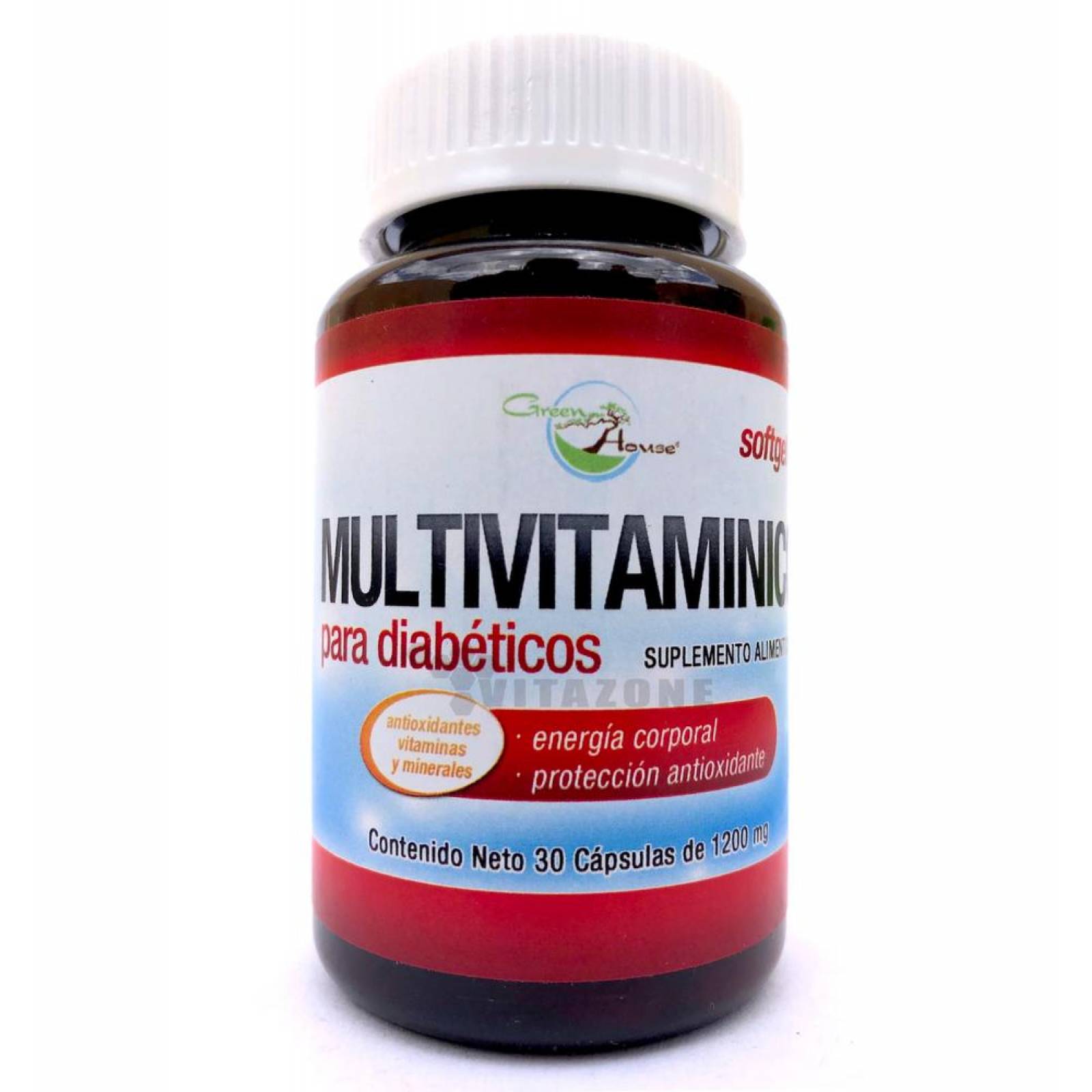 Multivitaminico Para Diabéticos 30 Caps De 1200 Mg Green House. 