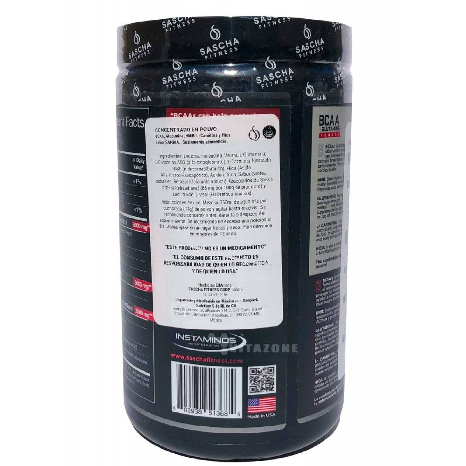 Sascha Fitness BCAA + Glutamina Sandía 25 serv.
