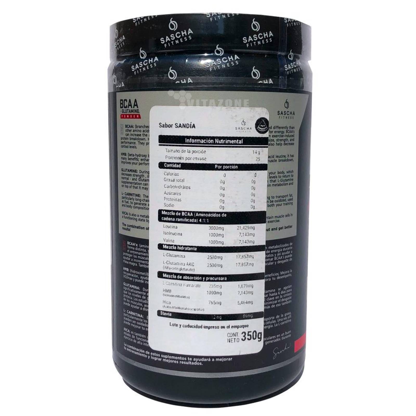 Sascha Fitness BCAA + Glutamina Sandía 25 serv.