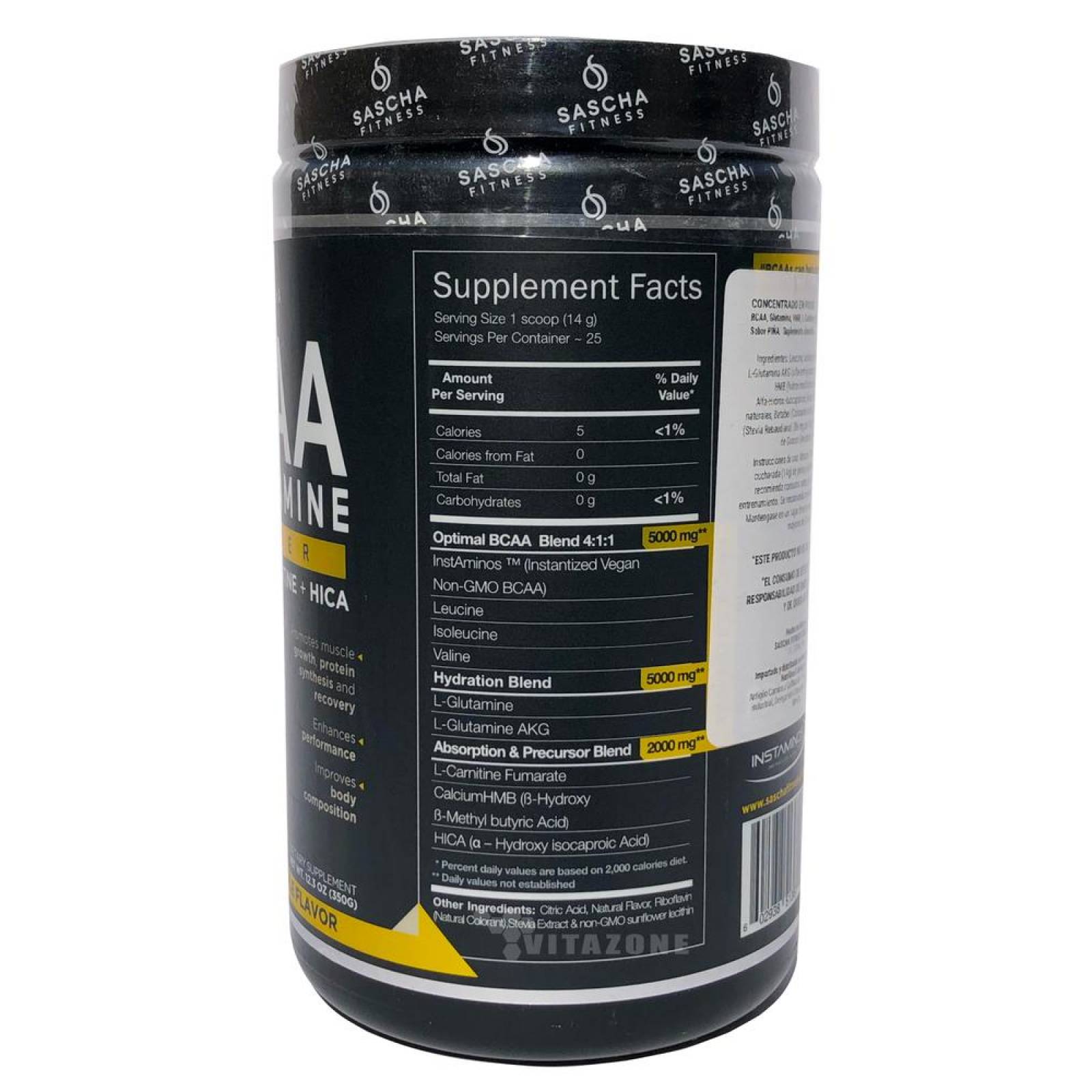 Sascha Fitness BCAA + Glutamina Piña 25 serv.