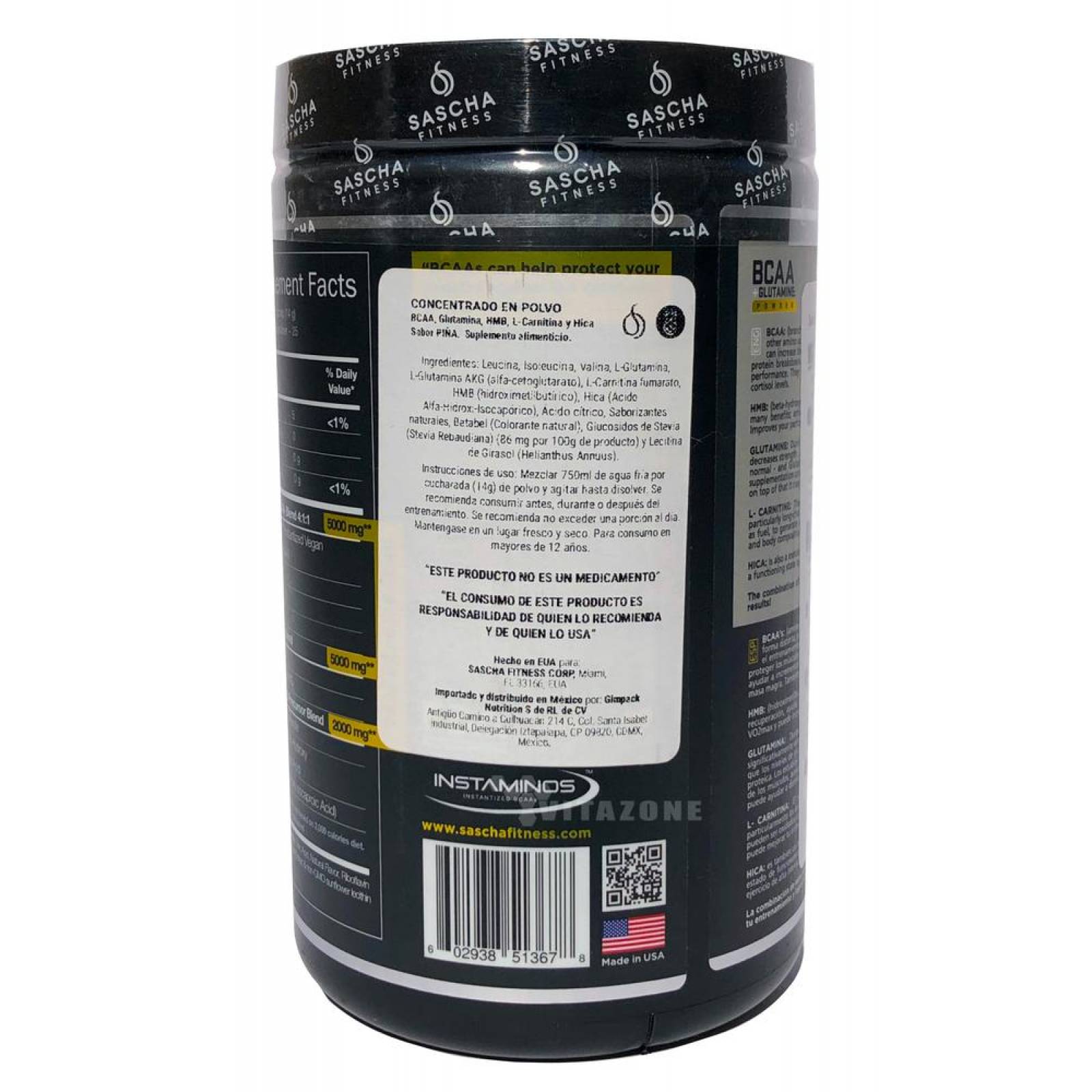 Sascha Fitness BCAA + Glutamina Piña 25 serv.
