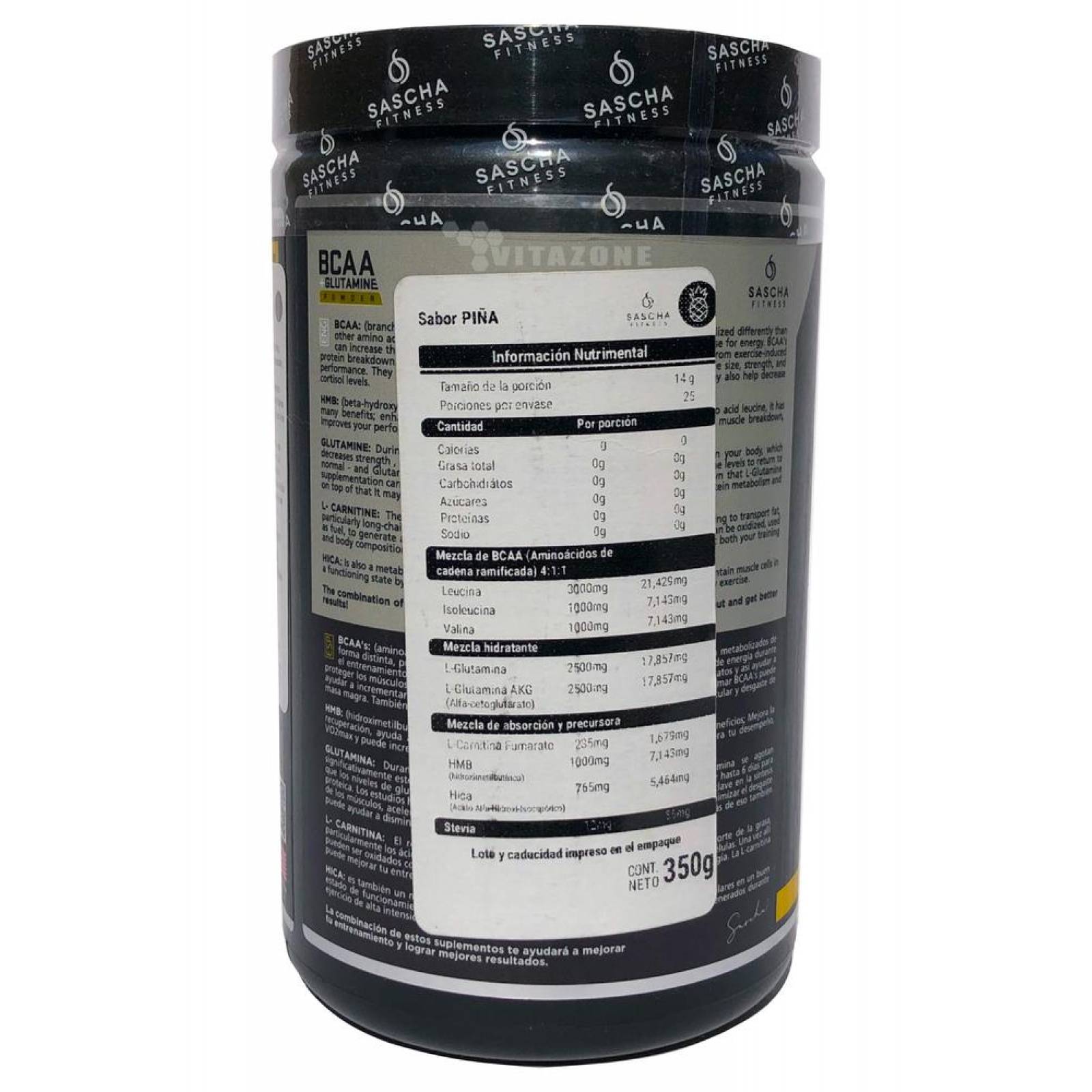 Sascha Fitness BCAA + Glutamina Piña 25 serv.