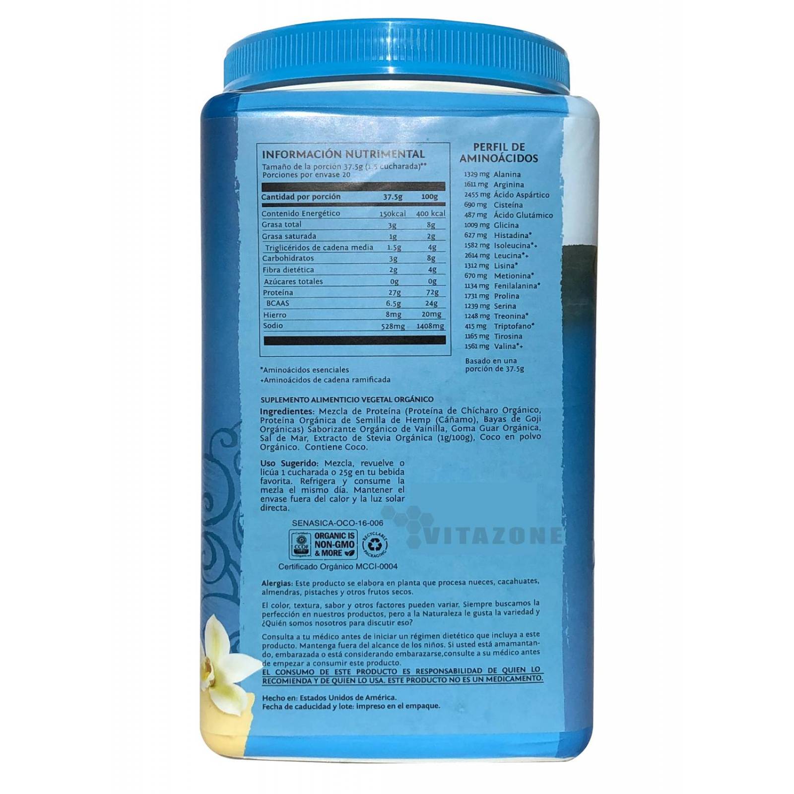 Proteína Vegana Sunwarrior Blend Vainilla 750 grs Keto 