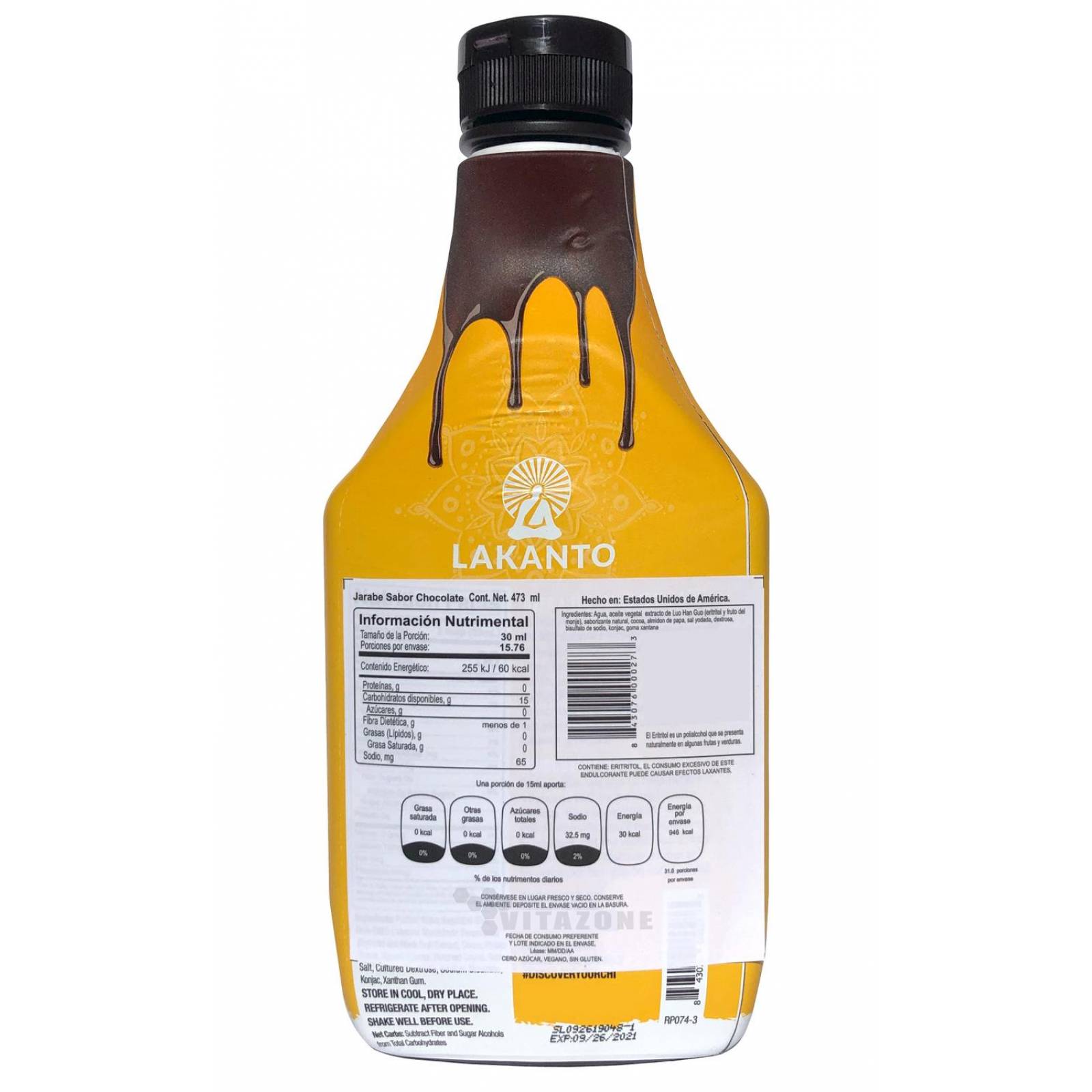 Monkfruit Lakanto Chocolate Syrup Fruta del Monje 473 ml 