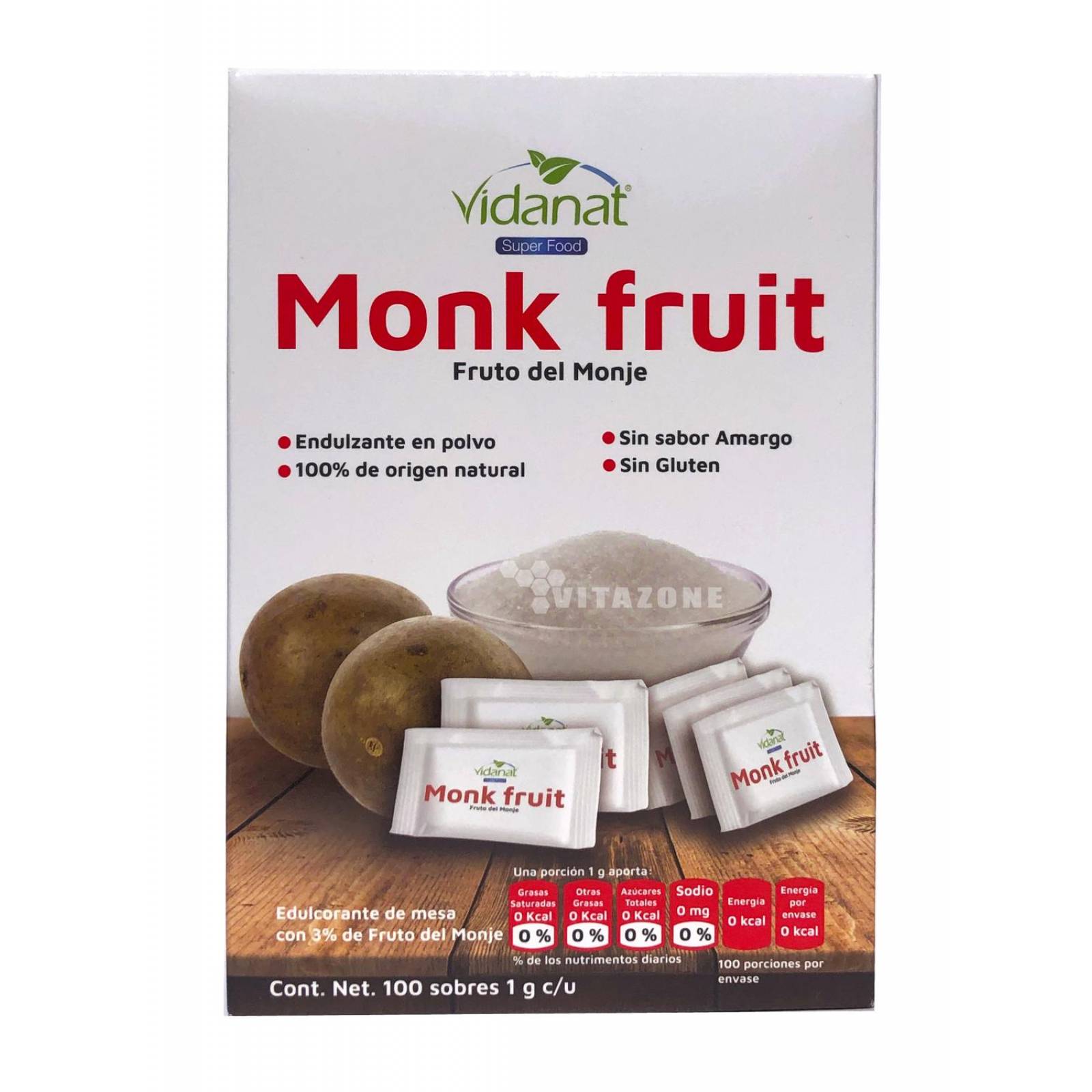 Fruta Del Monje Monk Fruit 100 sobres 