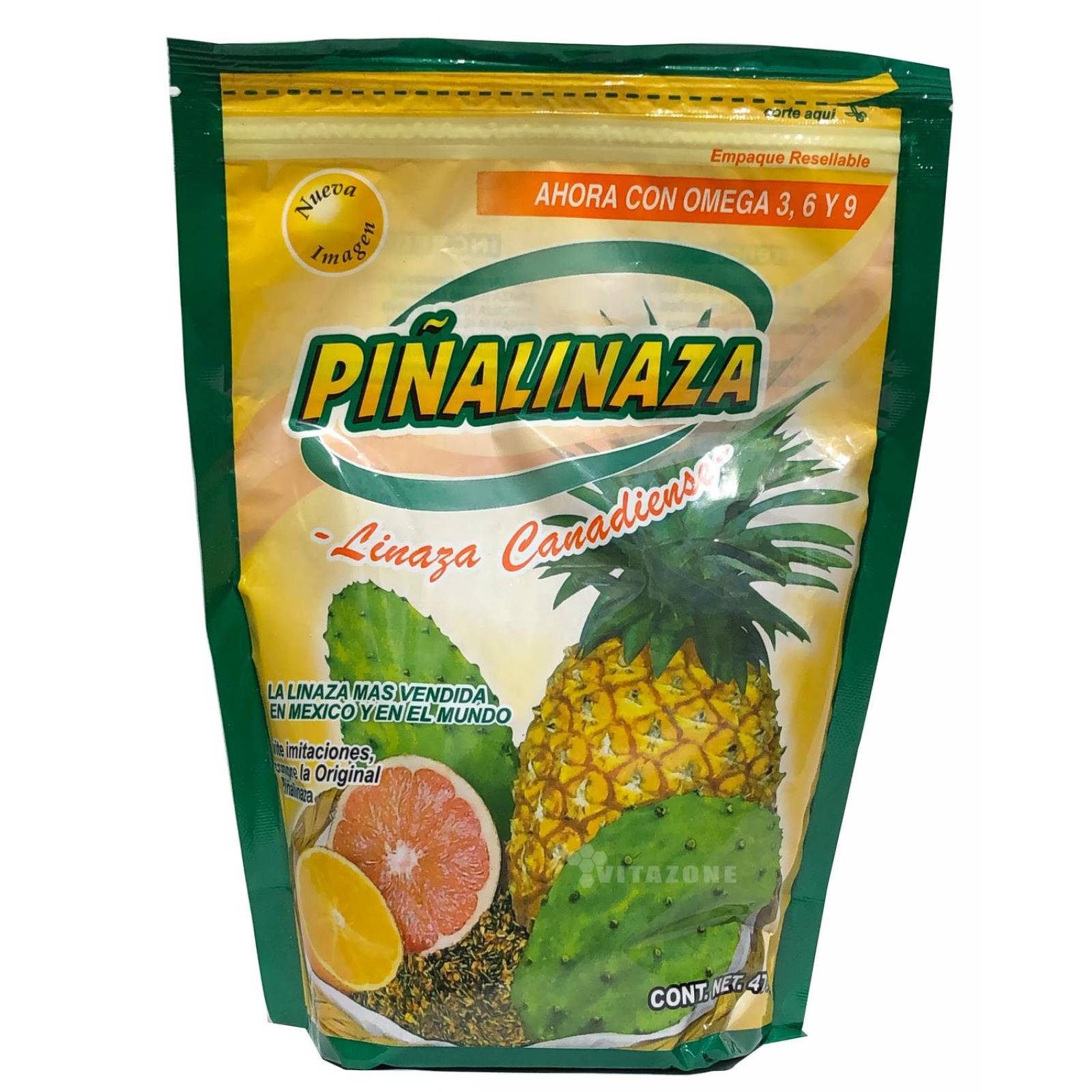 Fibra Piñalinaza (Linaza Canadiense) En Polvo Sabor Piña 470 Grs.