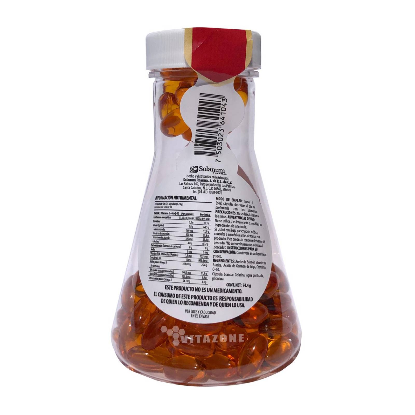 Omega 3 Salmón de Alaska, Vitamina E y CoQ10 120 cápsulas Solanum