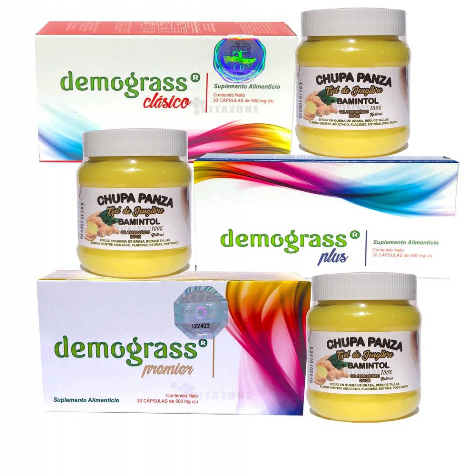 Demograss Tratamiento Completo (3 Cajas) + 3 Chupa Panza