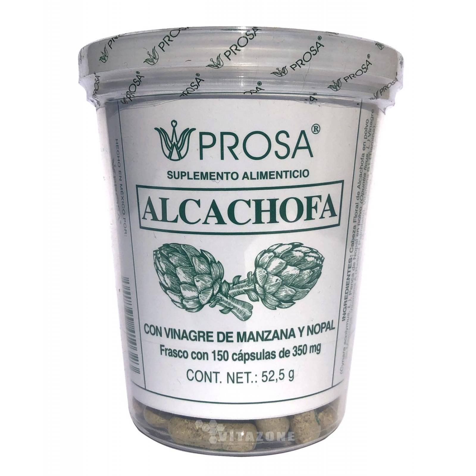 Alcachofa 150 cáps Vinagre de Manzana y Nopal Prosa. 