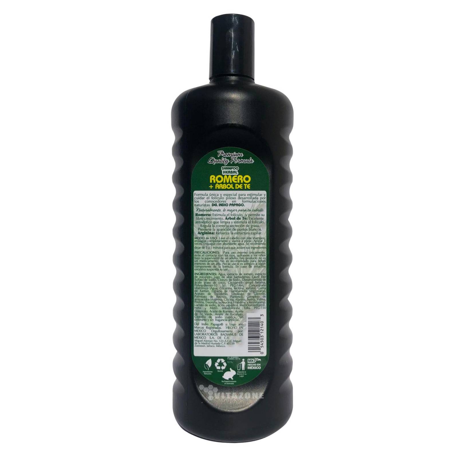 Shampoo Romero y Árbol de Té 1.1 Lt Indio Papago. 