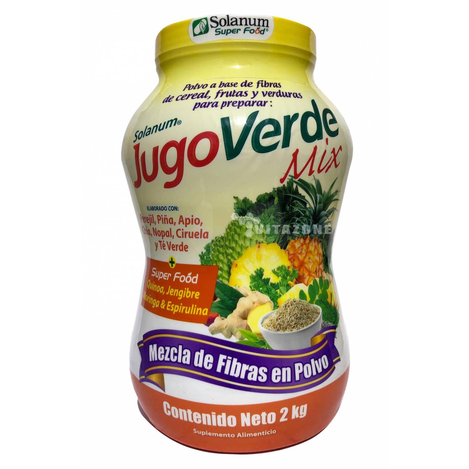 Jugo Verde Mix Quinoa Jengibre Piña Apio Spirulina Nopal 2kg 