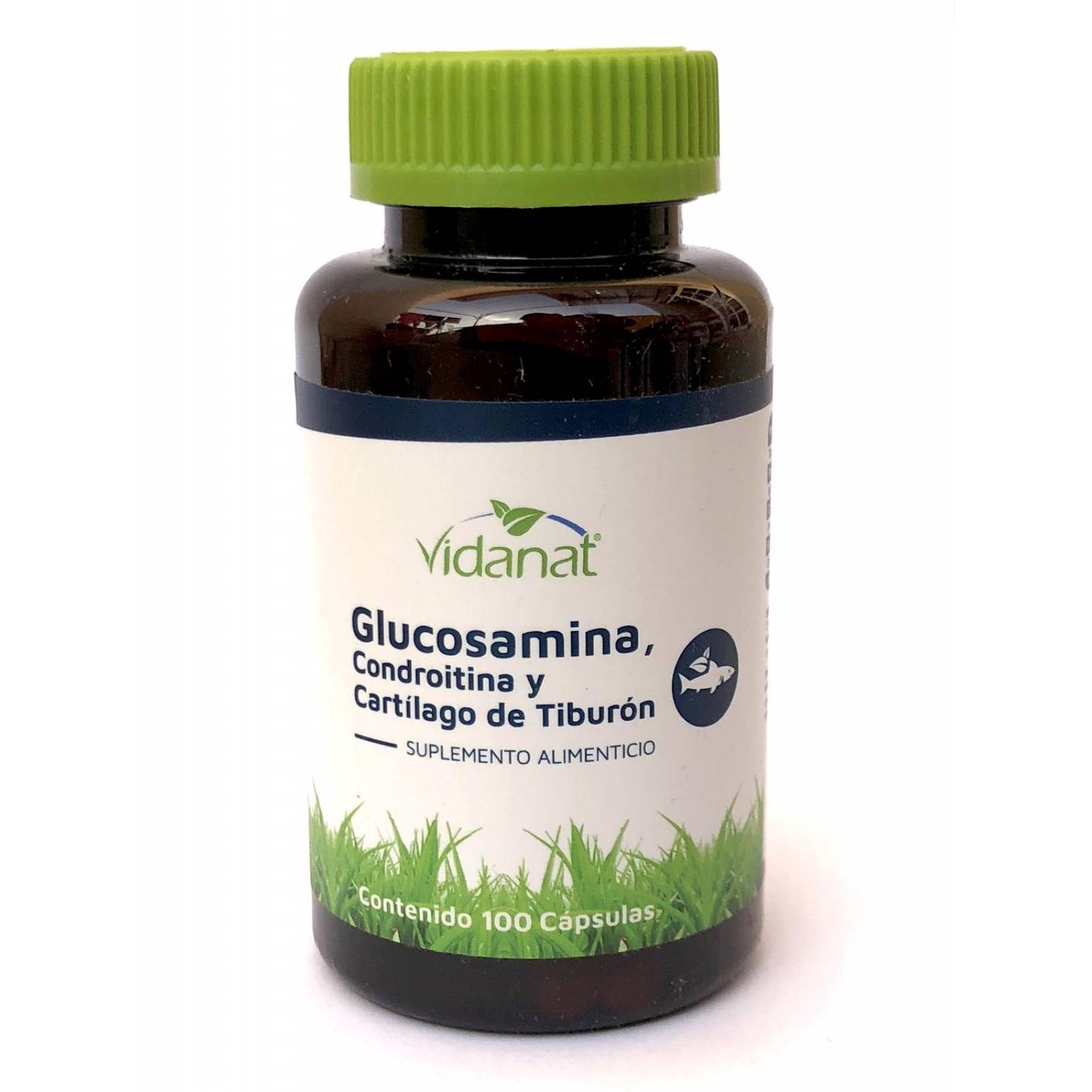 Glucosamina, Condroitina y Cartílago de Tiburón 100 caps Vidanat. (2 Frascos)