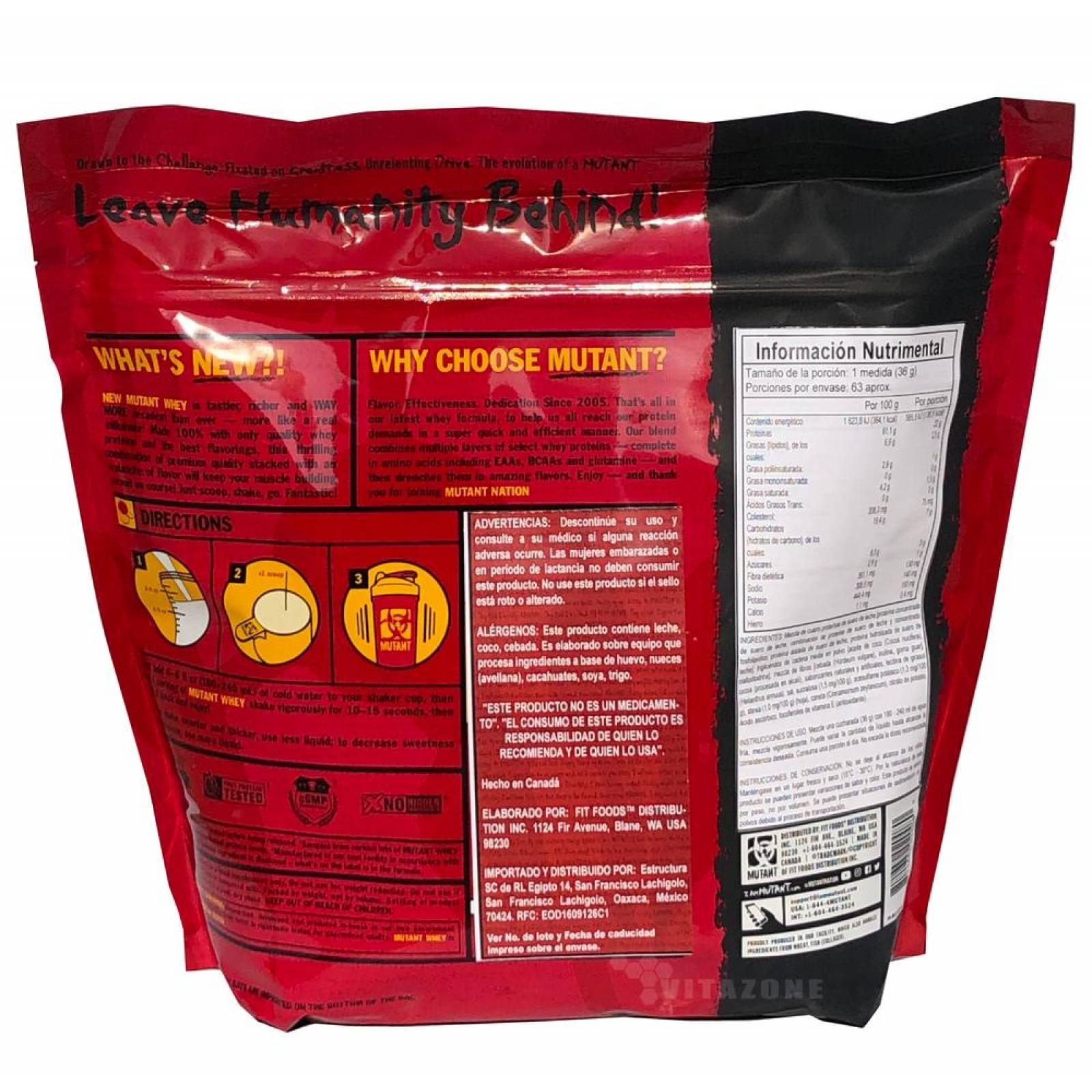 Proteína Mutant Whey 5 Lbs Sabor Vainilla Mutant. 