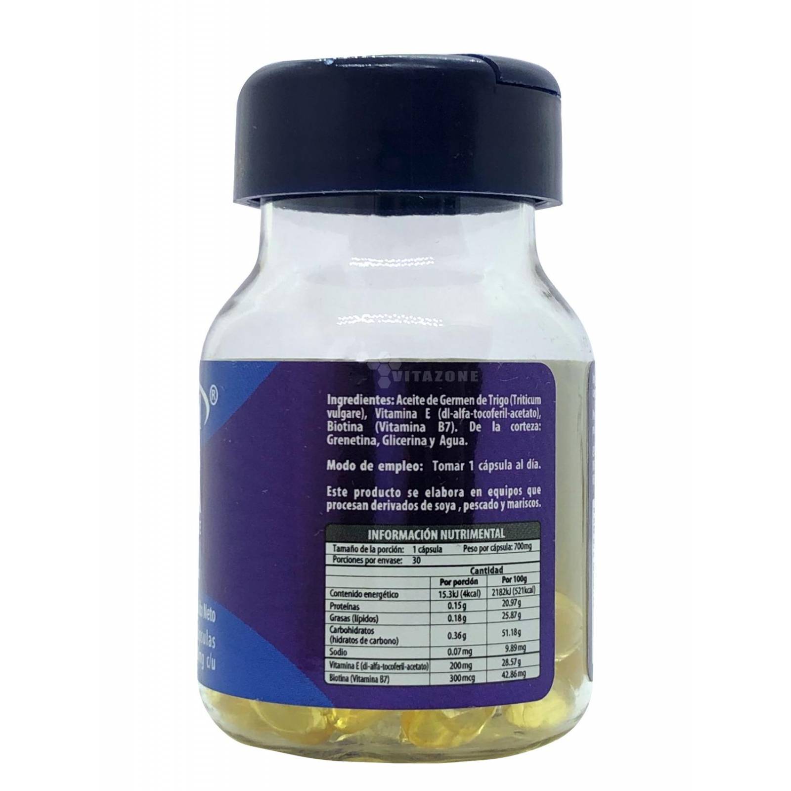 Biotina con Vitamina E 30 cápsulas Naturagel. 
