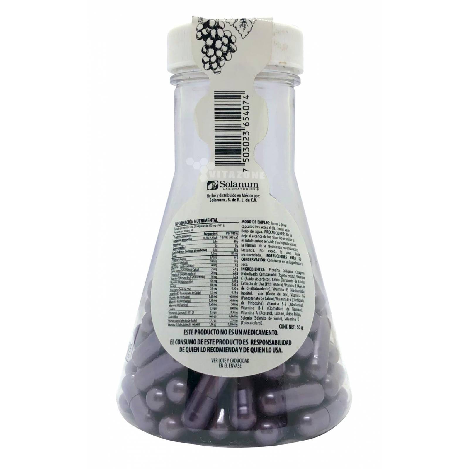 Colágeno con extracto de Uva 100 cápsulas Solanum