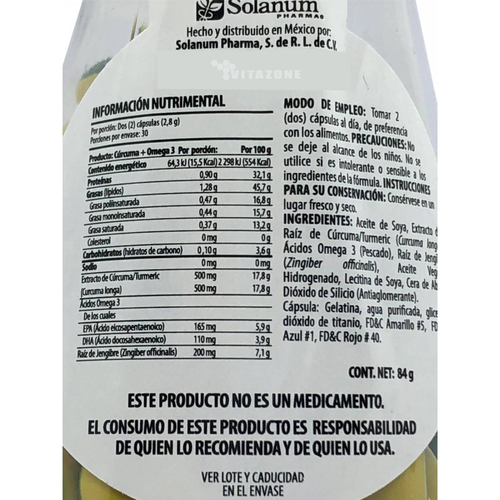 Cúrcuma con Omega 3 60 cápsulas Solanum 