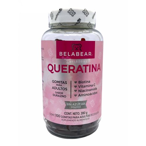 Queratina Biotina Niacinamida Vit C sin azúcar 100 gomitas Belabear 