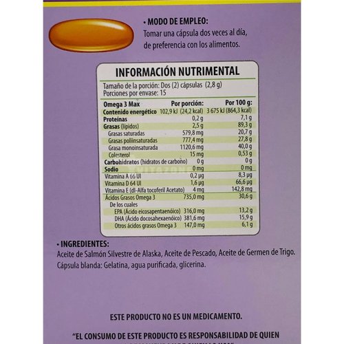 Omega 3 Max Salmon de Alaska y Viatamina E 30 caps Solanum 
