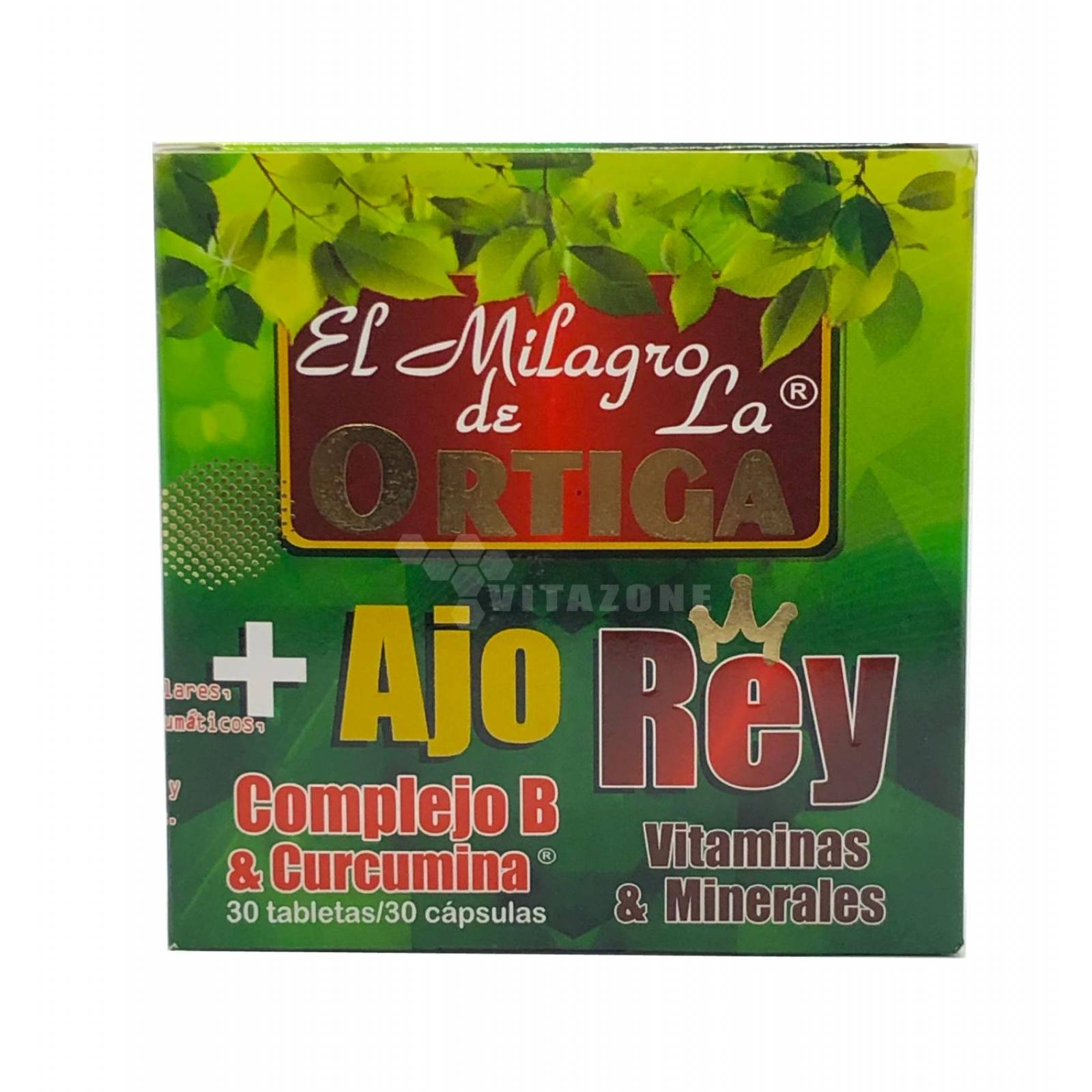 Ortiga con Ajo Rey Curcumina Complejo B 60 tabletas Original 