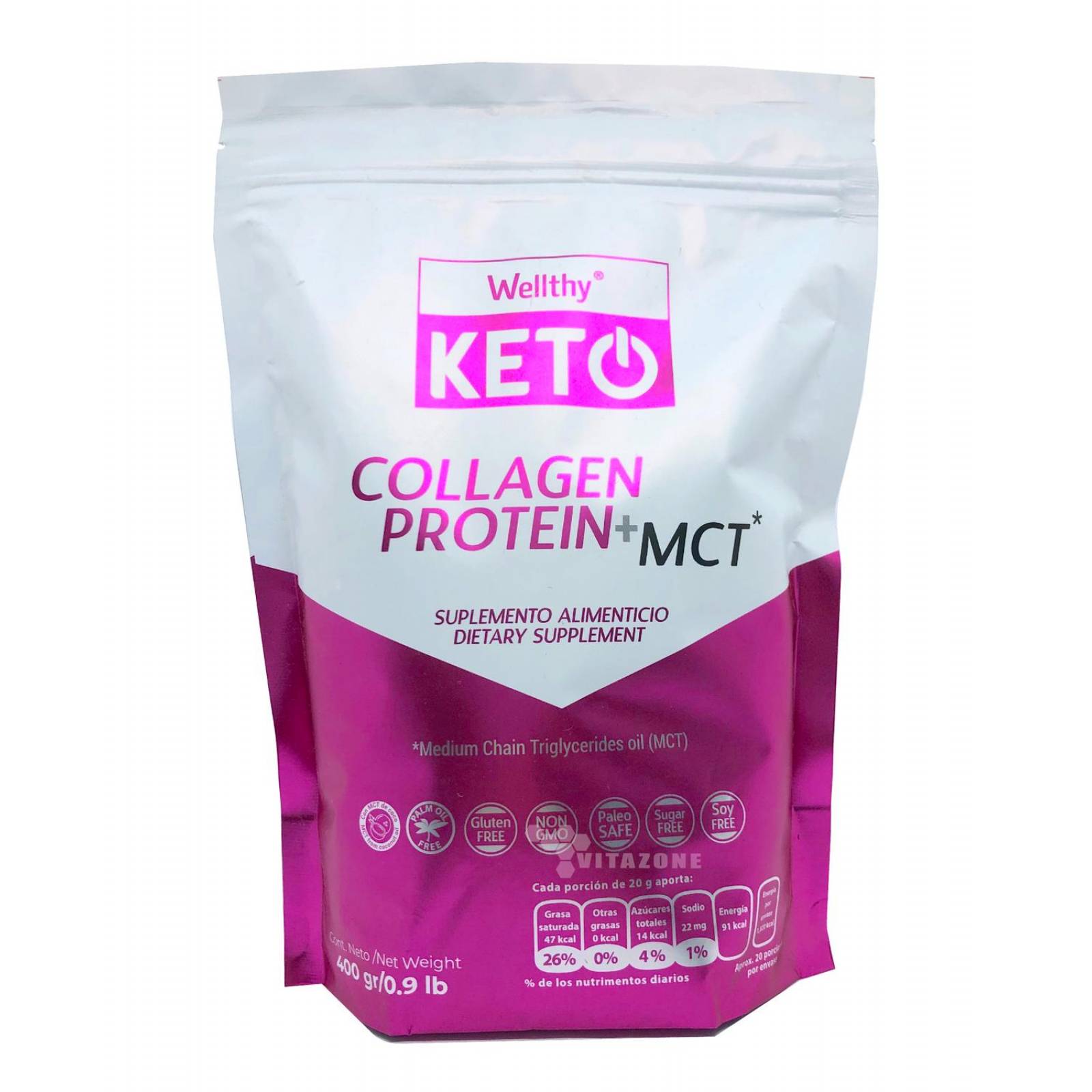Proteína Keto Colágeno Hidrolizado MCT Oil 400 grs Wellthy 