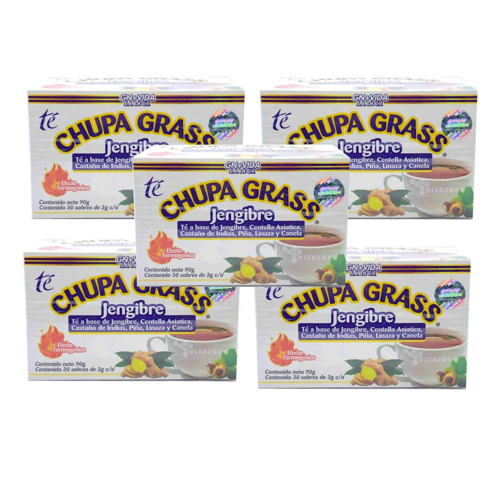 Té Chupa Grass Jengibre 30 sobres castaño de indias (5 cajas) 