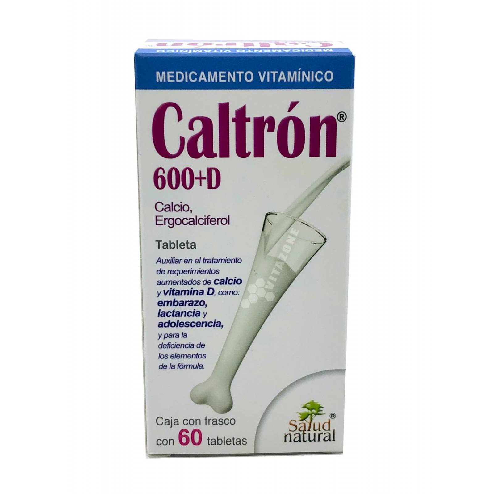 Caltrón 600 D Calcio Vitamina D 60 tabletas Salud Natural 