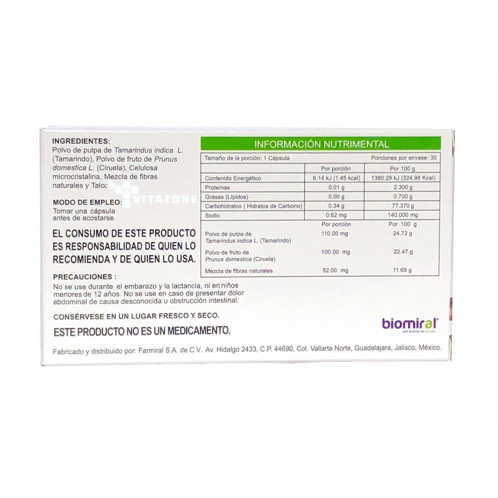 Tamarin -LX 30 cápsulas 445 mg Biomiral (10 Cajas) 