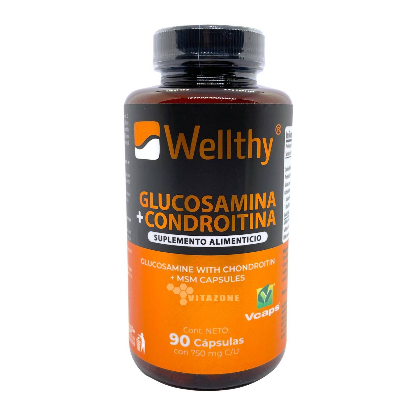 Glucosamina Condroitina y MSM 90 cápsulas Wellthy (2 pzs) 