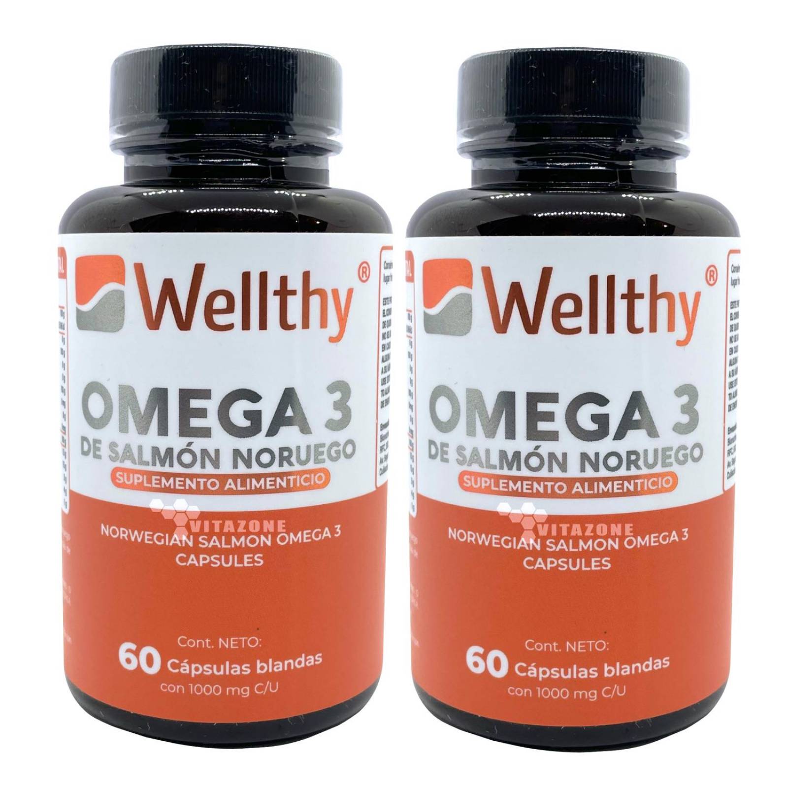 Omega 3 de Salmon Noruego 60 cáps blandas Wellthy (2 pzs) 