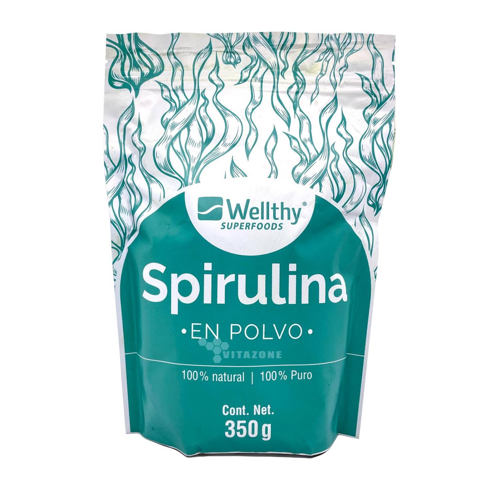 Spirulina en polvo 350 grs 100% puro y natural Wellthy 