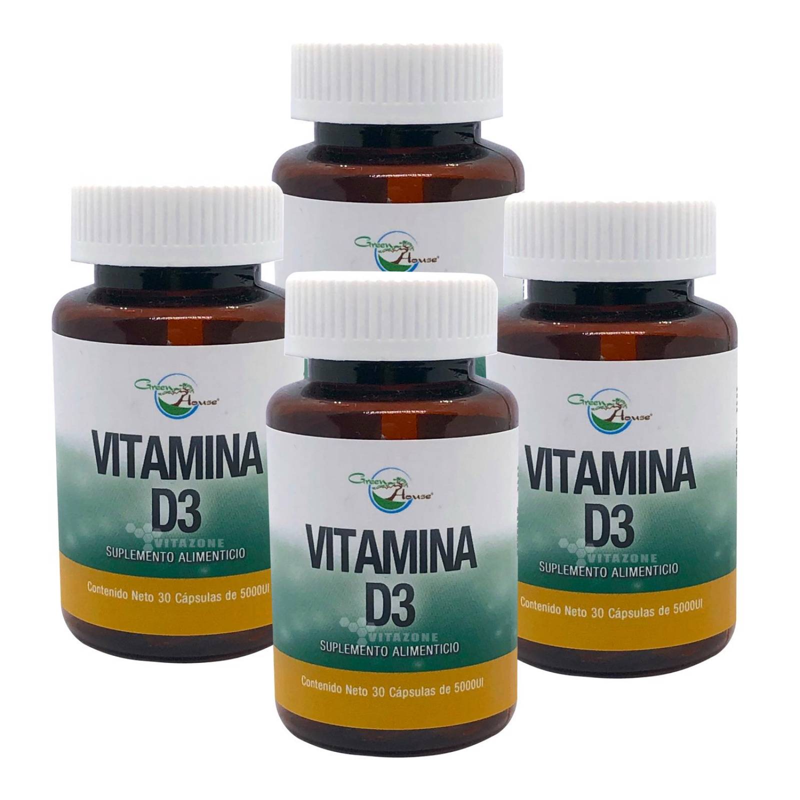 Vitamina D3 5000 UI 30 cápsulas Green House (4 frascos) Vitamina D3 5000 UI 30 cápsulas Green House (4 frascos)