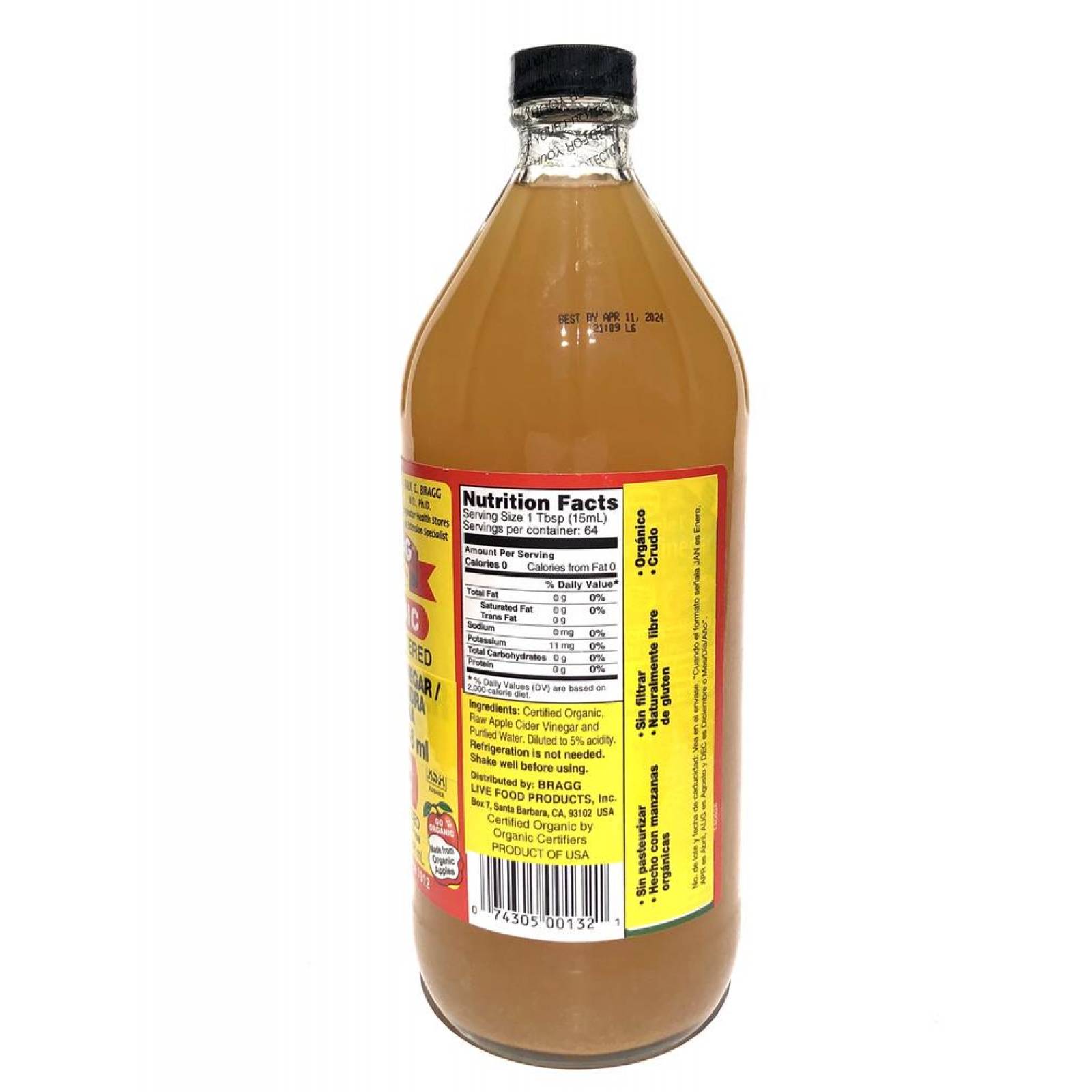 Vinagre de Manzana Orgánico 946 ml Bragg 
