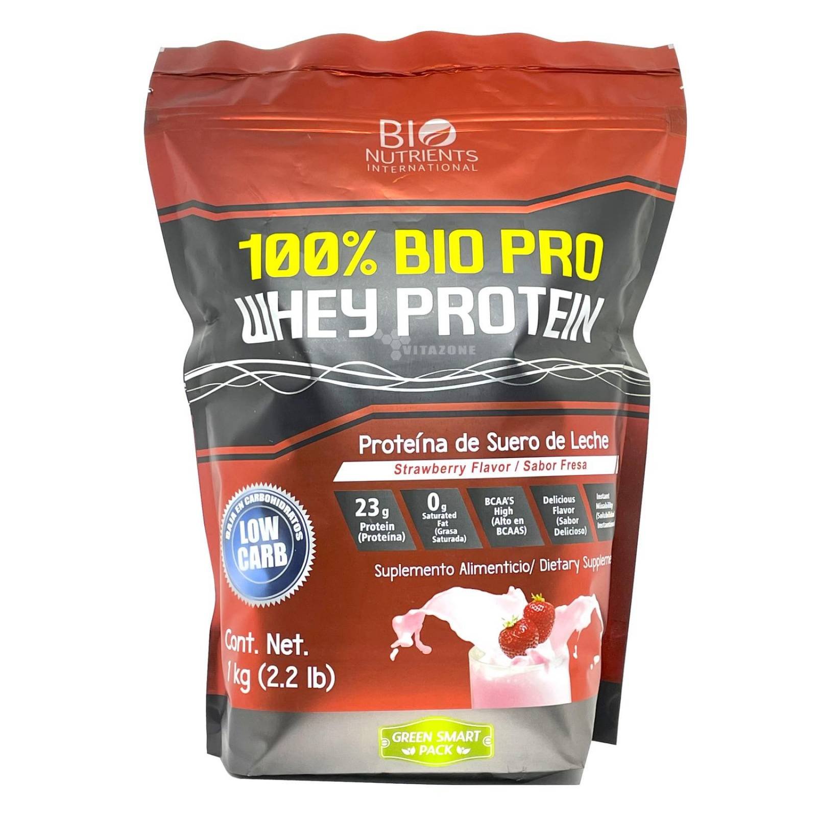 Whey Protein 100% bio Pro low carb Fresa 1 kg Hero Sport 
