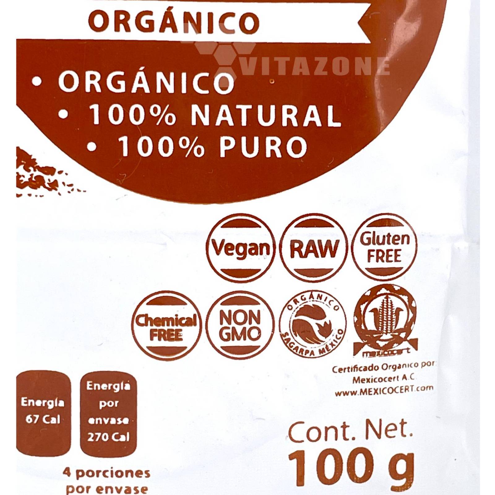 Cacao en polvo Orgánico 100 grs Welthy Superfoods Cert. 